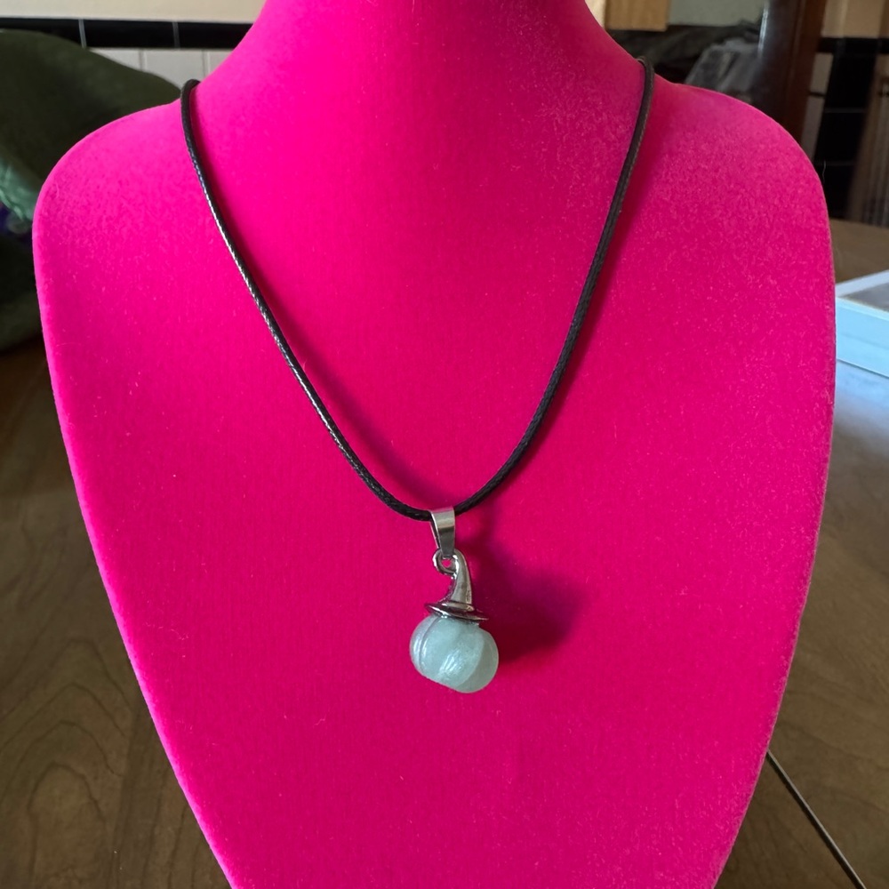 Green Aventurine Pumpkin Pendant Necklace - Women Jewelry